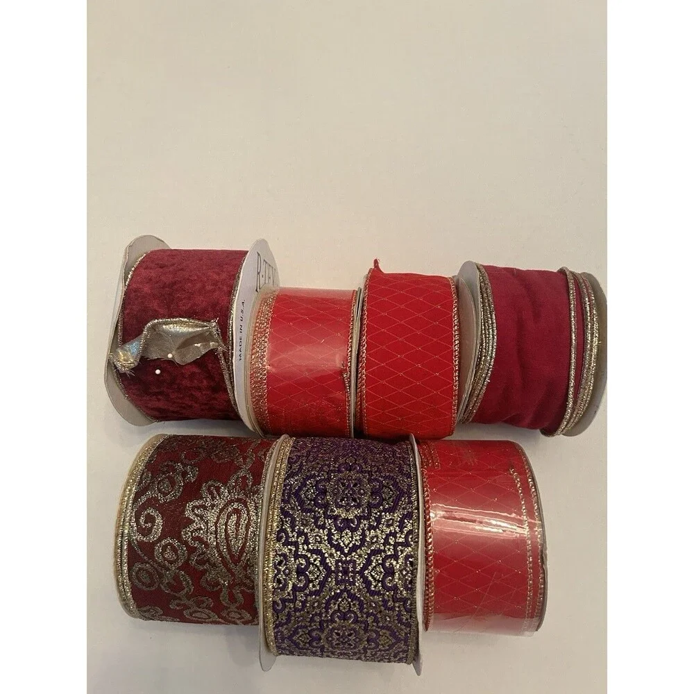 Lot Of Holiday Crafting Ribbon